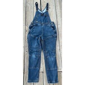 Duluth Trading Co. Women's 10/12 Double Flex Denim Bib Overalls Stretch - Blue